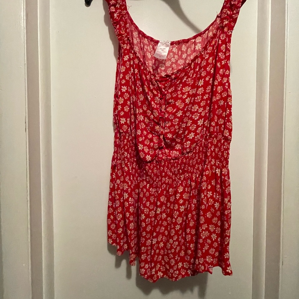 No Boundaries Red Floral Tank Top